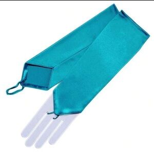Turquoise Satin Gloves